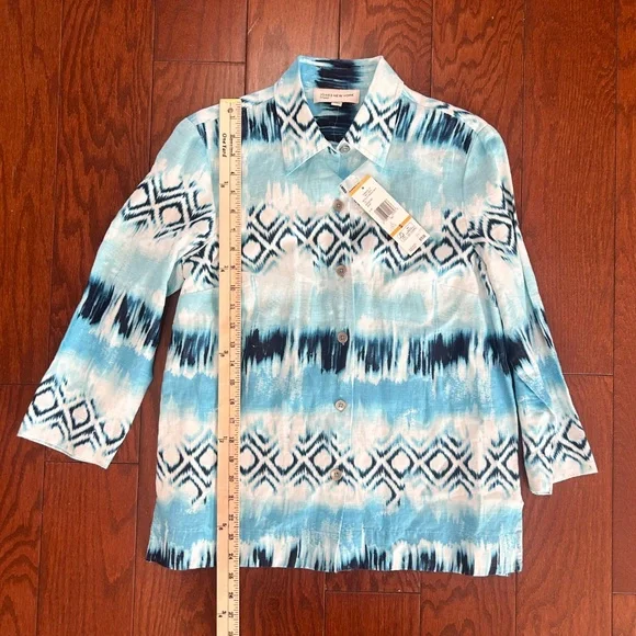 3 Shirts Tops Blouses 3/4 sleeve button up summer beach lightweight - Picture 11 of 15